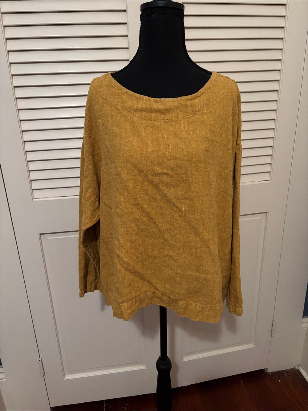 bryn Walker Mustard Relaxed Boatneck Linen Top